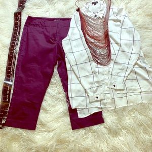 Burgundy ankle pants